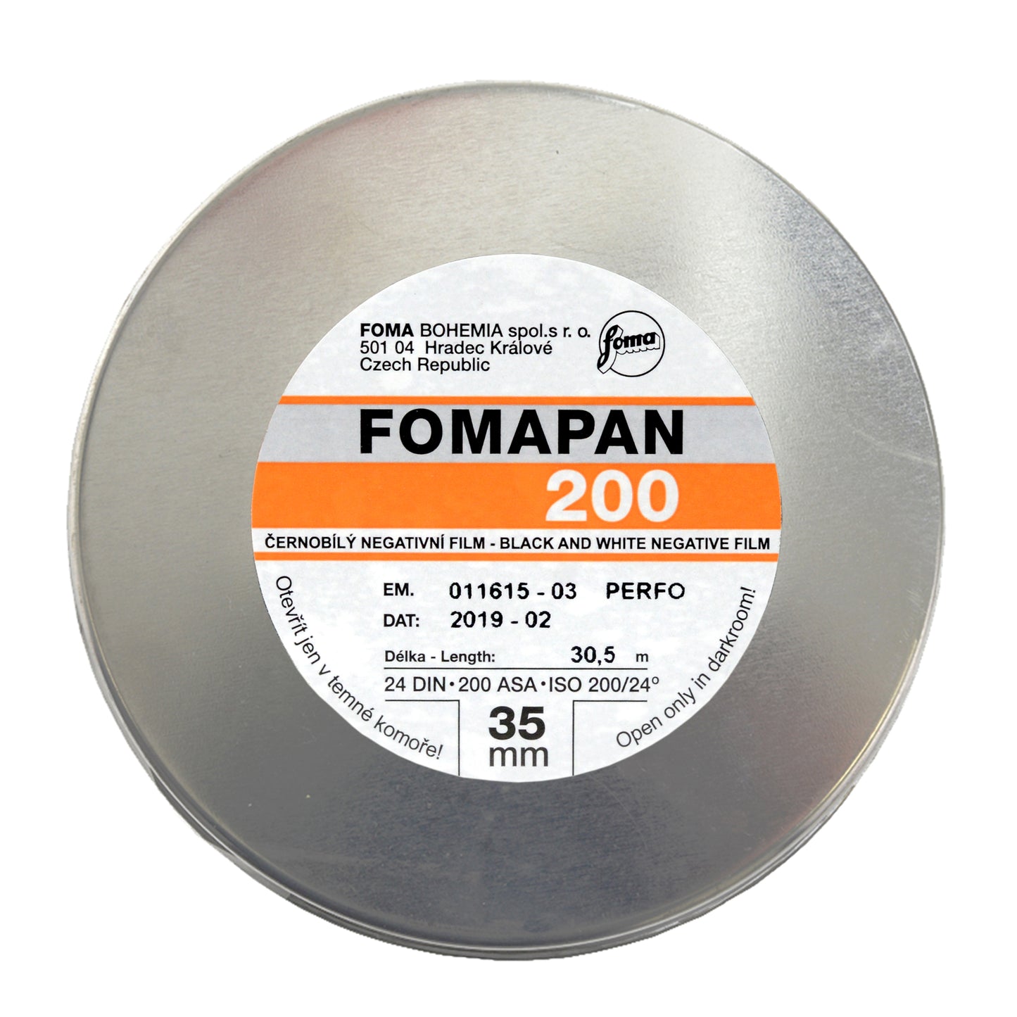 Rola bulk Fomapan Creative 200 cu 30,5m, pelicule negative pentru fotografie în ambalaj de stoc, de la brandul Foma.