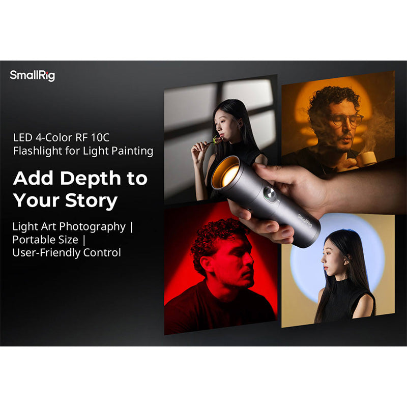 SmallRig RF 10C Portable Focusable LED Light with adjustable brightness for photo and video lighting.