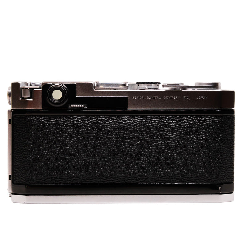 Camera Canon L2 cu obiectiv Jupiter 8 50mm f/2, vintage și compact, pentru fotografie de colecție sau artistice.