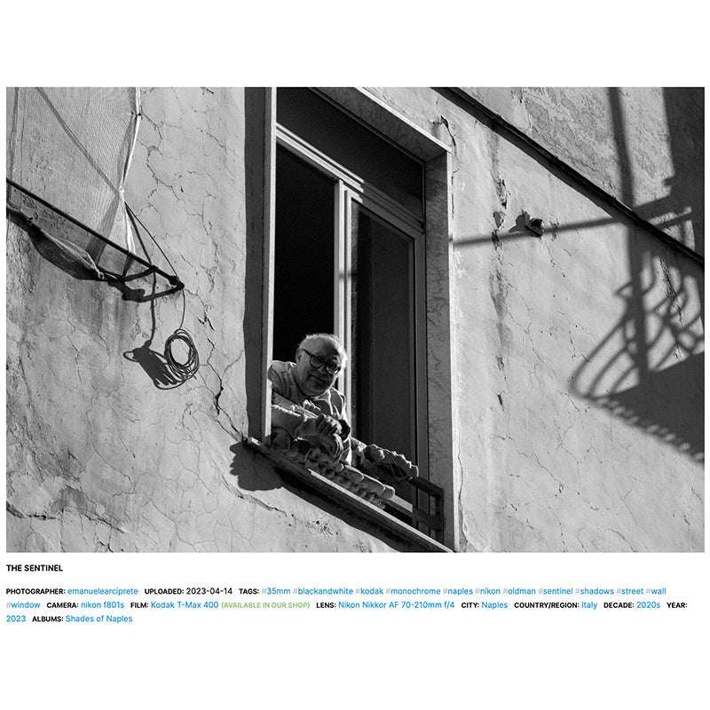 Filmică înfățișare cu filmul Kodak T-MAX 400 35mm, imagine detaliată cu textură și tonuri contrastante.