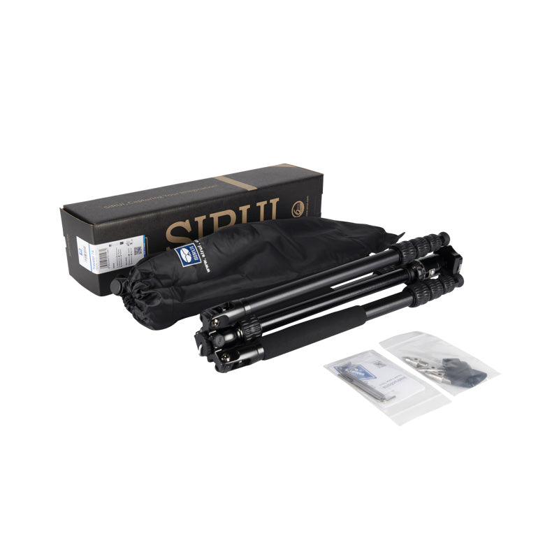 Sirui Traveller 7A aluminum tripod with adjustable legs and a compact design for photography and videography.