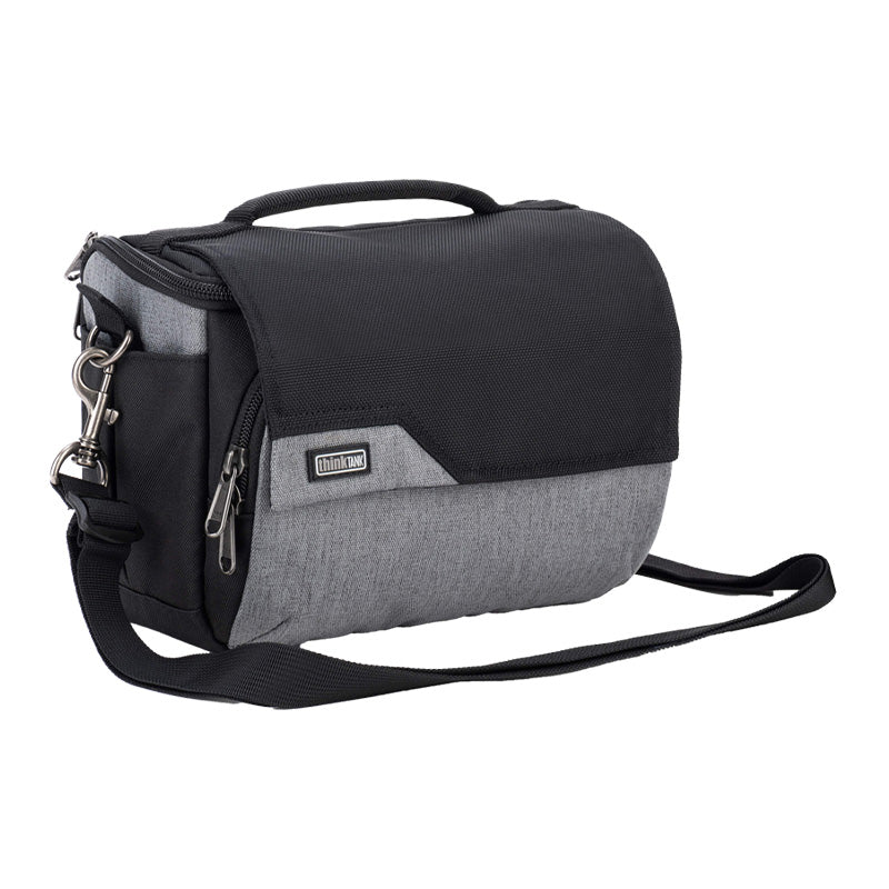 Cool grey ThinkTank Mirrorless Mover 20 v2 camera bag with adjustable straps and padded interior for protection.