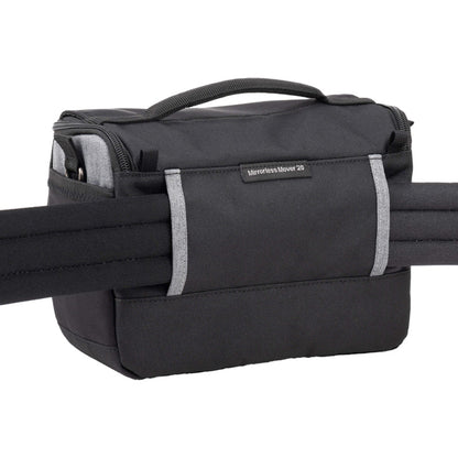 Cool grey ThinkTank Mirrorless Mover 20 v2 camera bag with adjustable shoulder strap and spacious compartments.